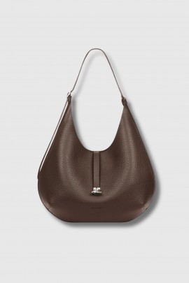 Brown grained leather Hobo bag