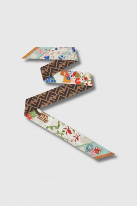 Mini bandana imprimé en soie vert 