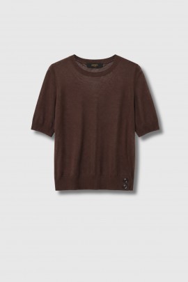 Pull manches courtes en laine marron 