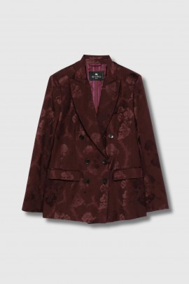 Burgundy jacquard fitted blazer