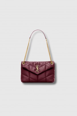 Small Puffer bag in burgundy leather