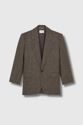 Single-breasted herringbone wool jacket