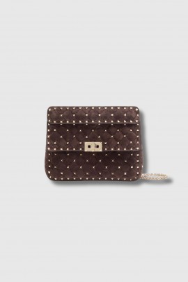 Sac Rockstuds en daim marron