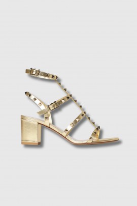Rockstud laminated leather sandals