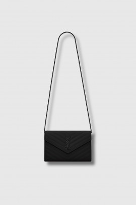 Black grained-leather Chain Wallet