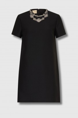 Mini dress with crystal embellished collar