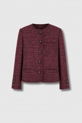 Burgundy wool cropped jacket
