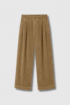 Pantalon large en velours kaki 
