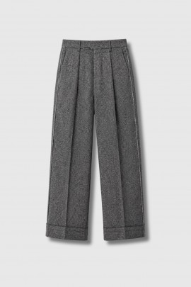 Pantalon évasé en laine noir