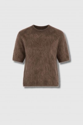 Brown Short-Sleeved Mohair Sweater