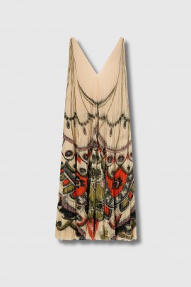 Beige techno tulle maxi dress