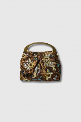 Khaki embroidered handbag