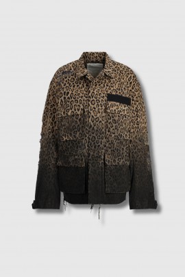 Leopard Herringbone cotton jacket