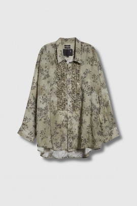 Green floral-print shirt