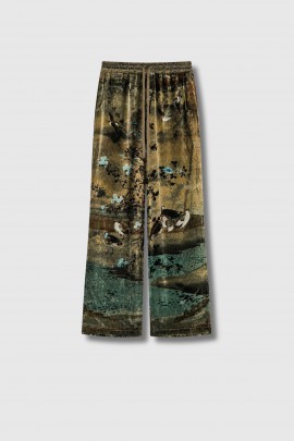 Pantalon en velours imprimé kaki
