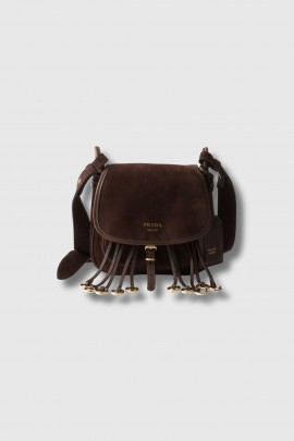 Tobacco-colored suede Corsaire bag