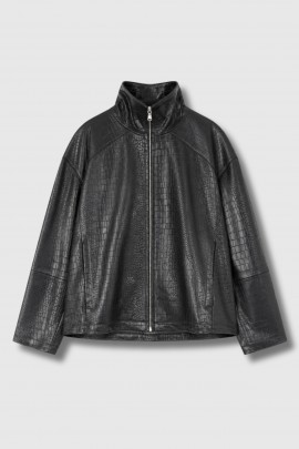 Black Kato Jacket with Crocodile Print