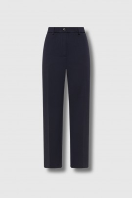 Navy blue wool gabardine pleated pants