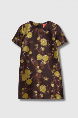 Brown jacquard Mini Swing Dress