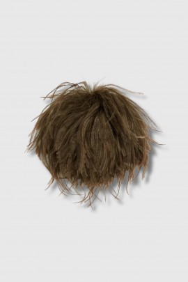 Broche en plumes d'autruche tabac