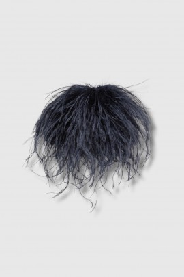 Prussian blue ostrich-feather brooch