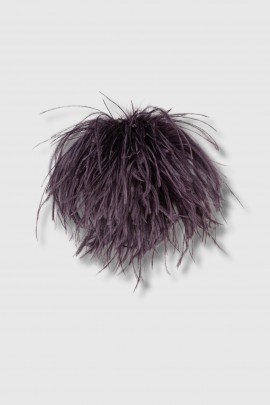 Aubergine ostrich-feather brooch