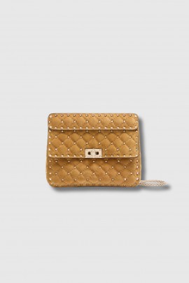 Sac Rockstuds en daim camel 