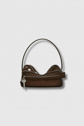 Brown waxed suede Camero Party bag