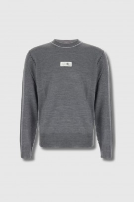 Gray crew-neck wool sweater