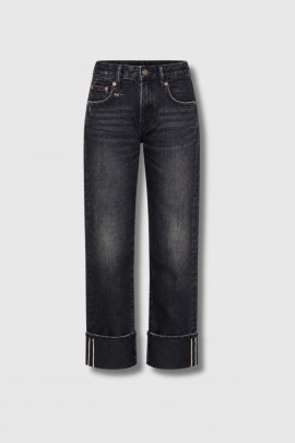 Jeans Cuffed Boyfriend noir Eclipse Selvedge