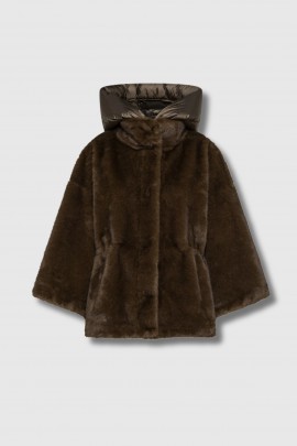 Veste courte à capuche marron 