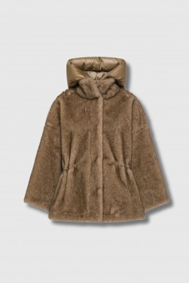 Beige cropped hooded jacket