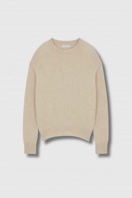 Heathered ecru crew-neck sweater