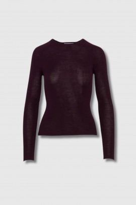 Pull col rond en laine bordeaux