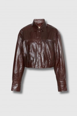 Camel leather bomber