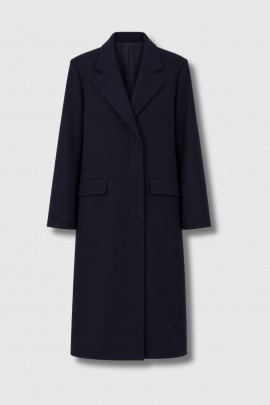 Manteau en crepe de laine bleu foncé