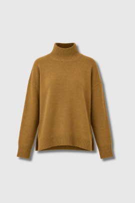 Pull col roulé camel curry