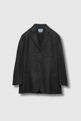 Straight-cut jacket in charcoal grey wool