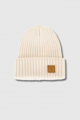 Ecru chunky-knit beanie