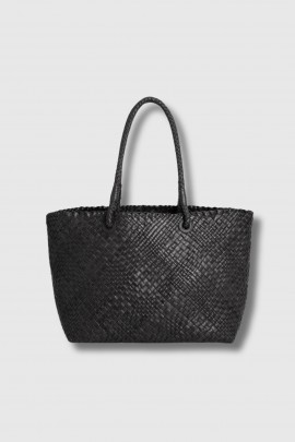 Bazika Tote Bag in Black Braided Leather