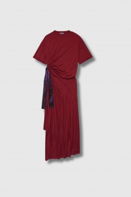 Red crepe jersey T-shirt dress