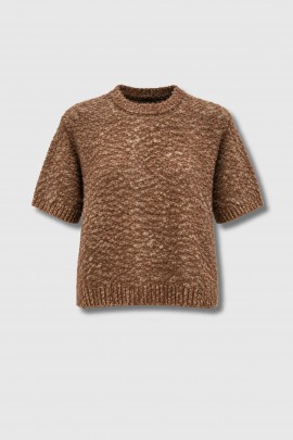Pull manches courtes marron 
