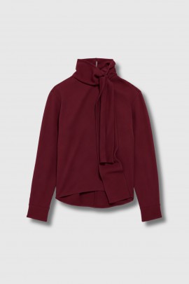 Burgundy poplin lavallière shirt