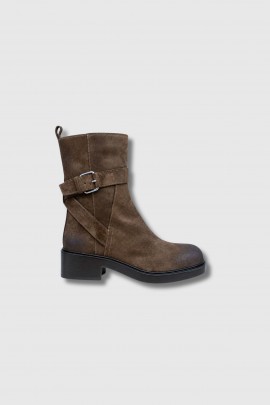 Bottines Biker en daim marron 